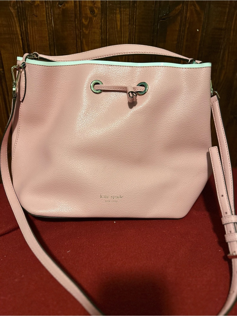 kate spade Light Pink Pebbled Leather Shoulder Bucket Bag